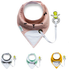 Load image into Gallery viewer, Cotton Baby Bibs with Pacifier Holder
